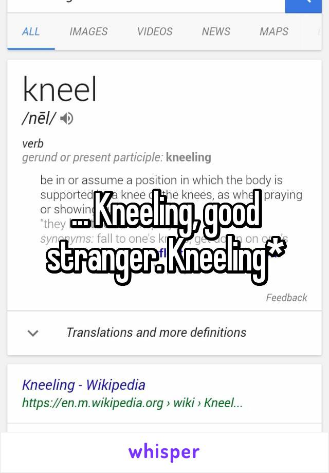 ... Kneeling, good stranger. Kneeling*