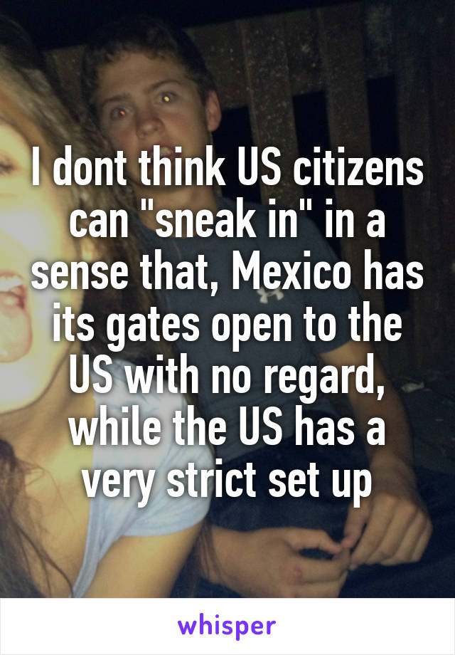 I dont think US citizens can "sneak in" in a sense that, Mexico has its gates open to the US with no regard, while the US has a very strict set up