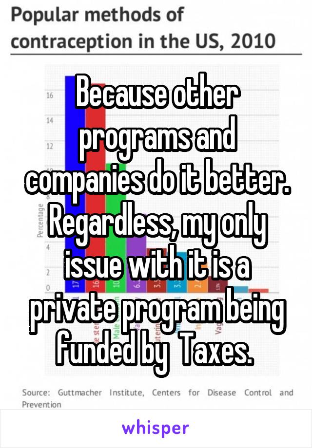 Because other programs and companies do it better. Regardless, my only issue with it is a private program being funded by  Taxes. 
