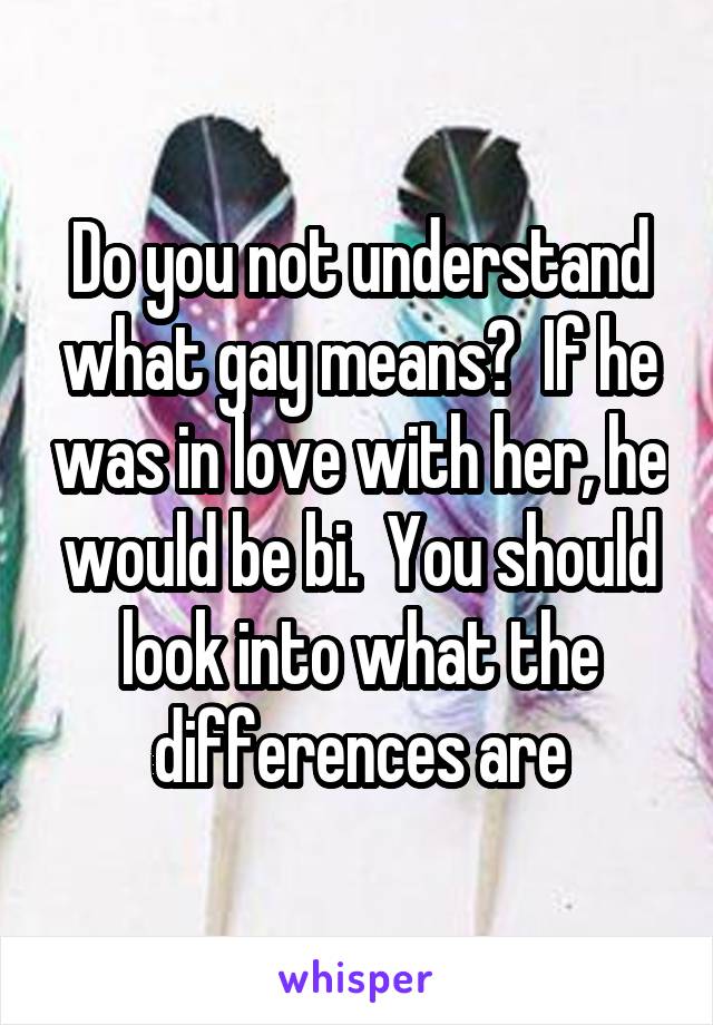 Do you not understand what gay means?  If he was in love with her, he would be bi.  You should look into what the differences are