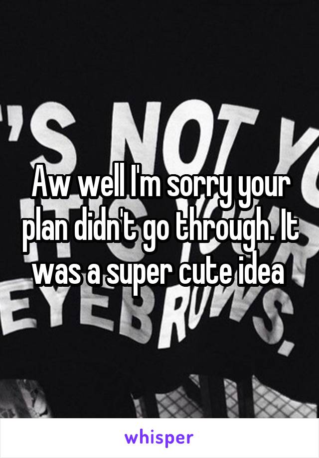 Aw well I'm sorry your plan didn't go through. It was a super cute idea 