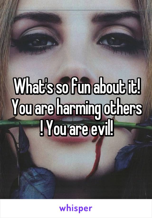 What's so fun about it! You are harming others ! You are evil!