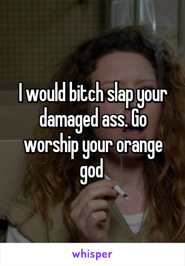 I would bitch slap your damaged ass. Go worship your orange god 