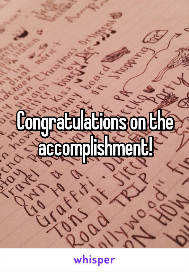 Congratulations on the accomplishment!