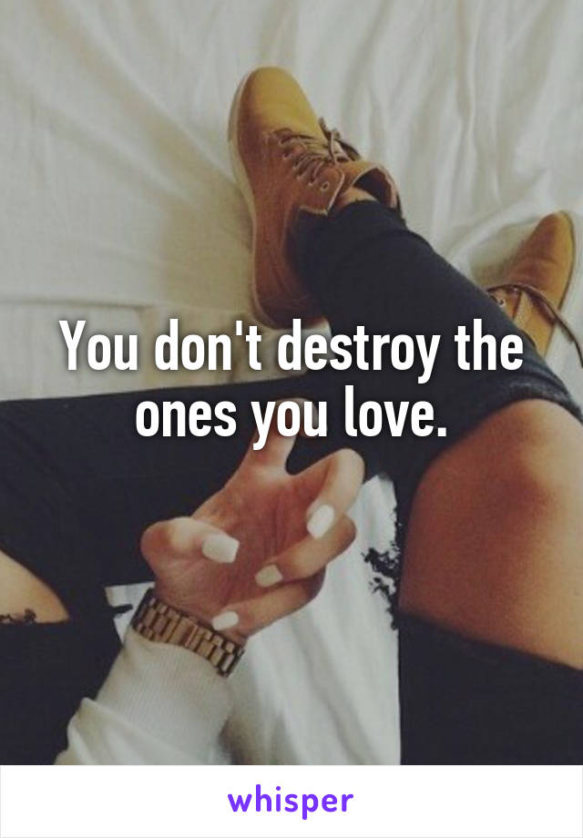You don't destroy the ones you love.

