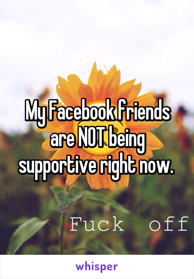 My Facebook friends are NOT being supportive right now. 