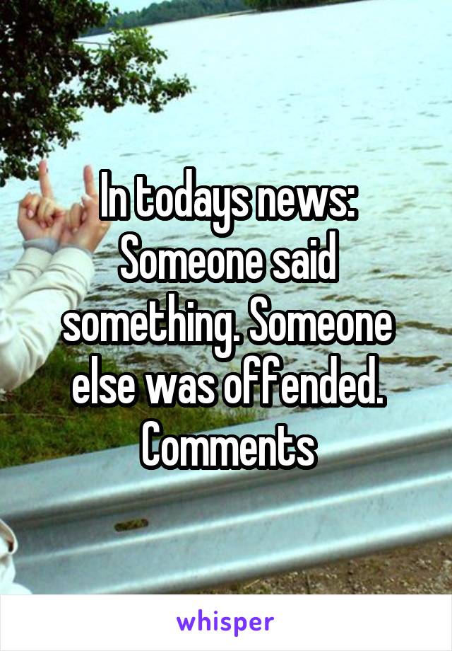In todays news: Someone said something. Someone else was offended. Comments
