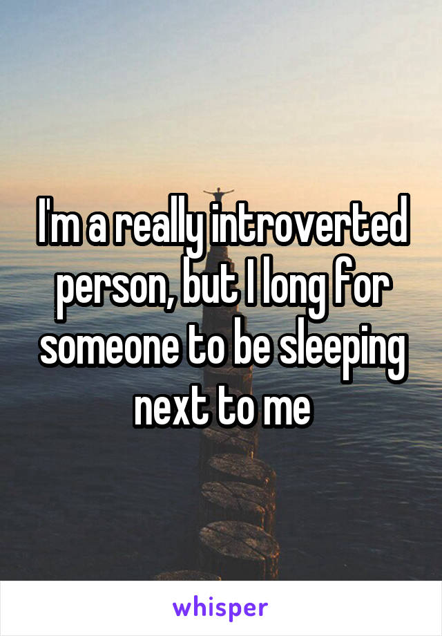 I'm a really introverted person, but I long for someone to be sleeping next to me