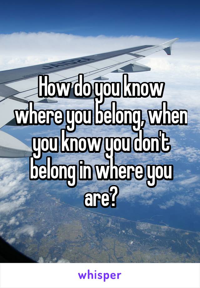 How do you know where you belong, when you know you don't belong in where you are?