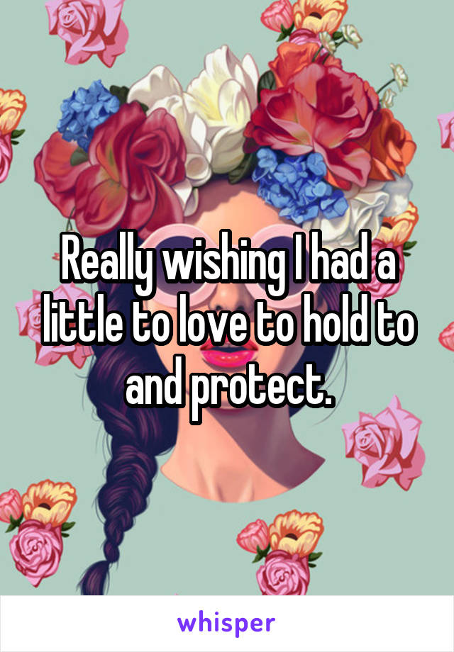 Really wishing I had a little to love to hold to and protect.