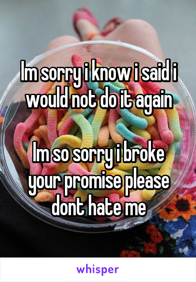 Im sorry i know i said i would not do it again

Im so sorry i broke your promise please dont hate me