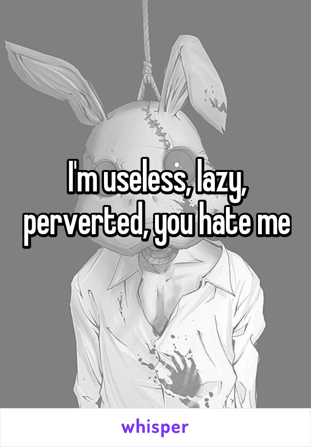 I'm useless, lazy, perverted, you hate me 