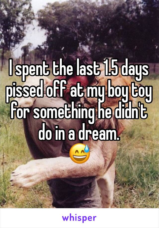 I spent the last 1.5 days pissed off at my boy toy for something he didn't do in a dream. 
😅