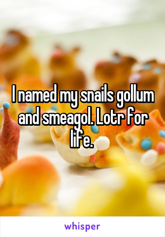 I named my snails gollum and smeagol. Lotr for life. 