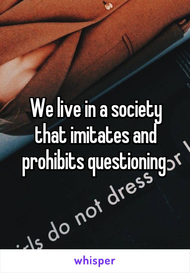 We live in a society that imitates and prohibits questioning 