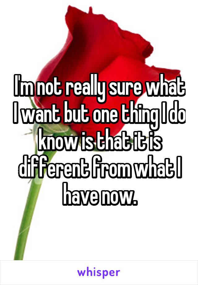 I'm not really sure what I want but one thing I do know is that it is different from what I have now.