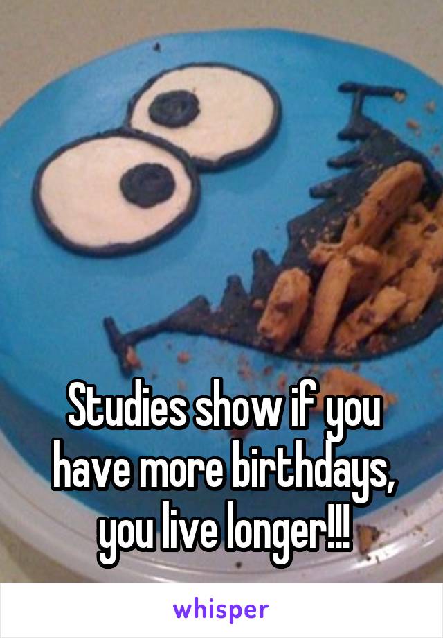 




Studies show if you have more birthdays, you live longer!!!