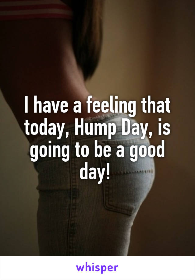 I have a feeling that today, Hump Day, is going to be a good day! 