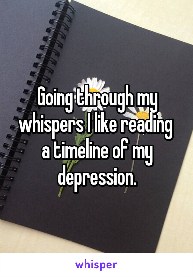 Going through my whispers I like reading  a timeline of my depression.