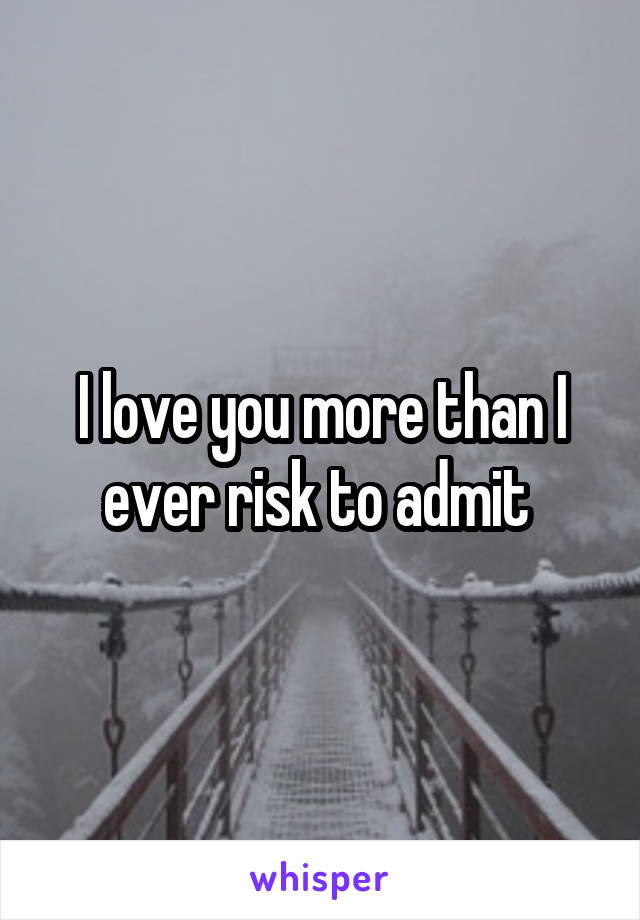 I love you more than I ever risk to admit 