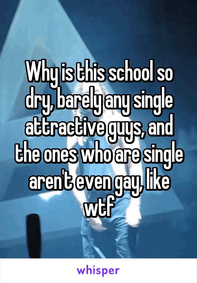 Why is this school so dry, barely any single attractive guys, and the ones who are single aren't even gay, like wtf