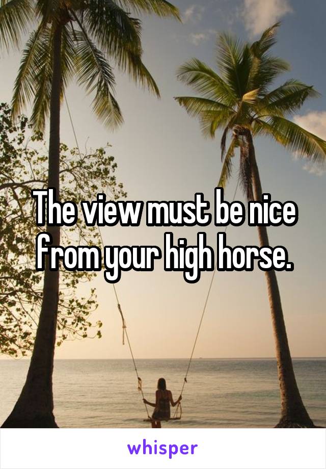 The view must be nice from your high horse.