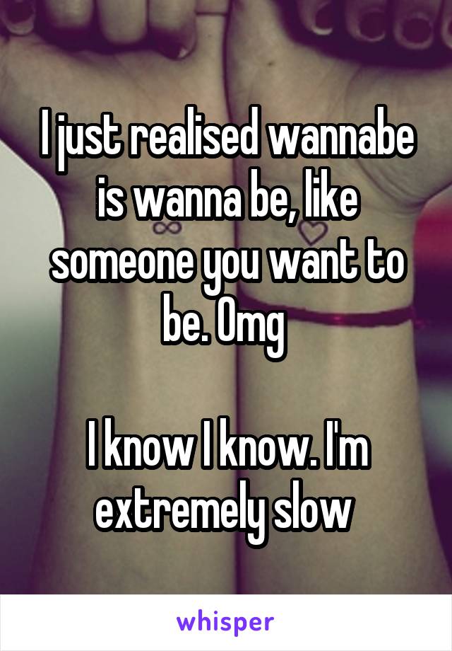 I just realised wannabe is wanna be, like someone you want to be. Omg 

I know I know. I'm extremely slow 