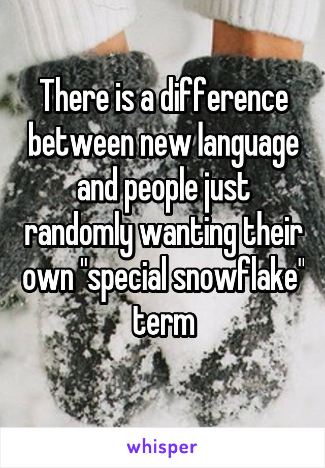 There is a difference between new language and people just randomly wanting their own "special snowflake" term
