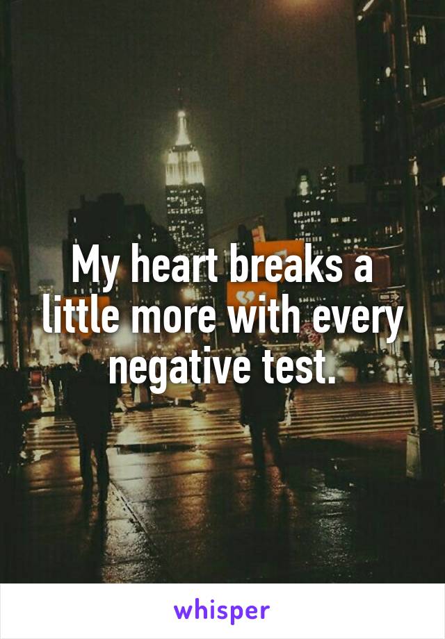 My heart breaks a little more with every negative test.