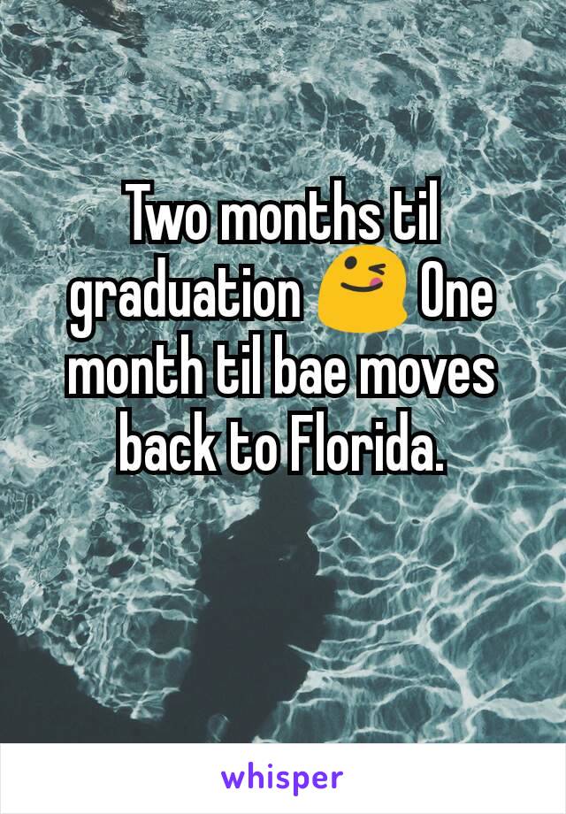 Two months til graduation 😋 One month til bae moves back to Florida.