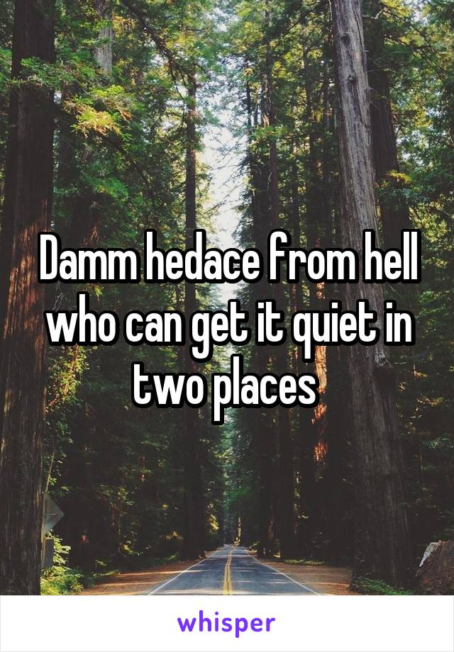 Damm hedace from hell who can get it quiet in two places 