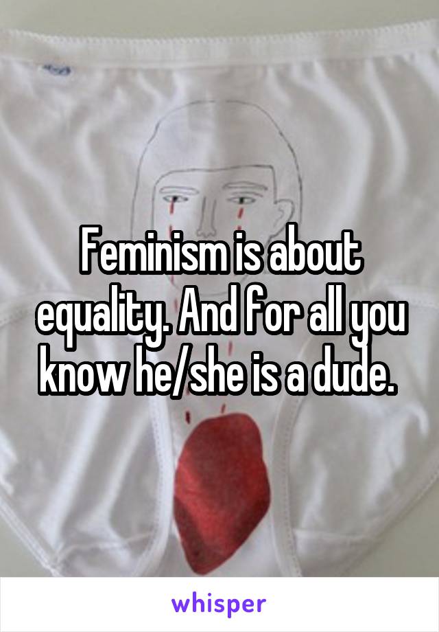 Feminism is about equality. And for all you know he/she is a dude. 