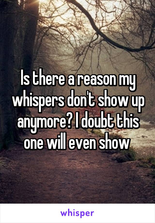 Is there a reason my whispers don't show up anymore? I doubt this one will even show 