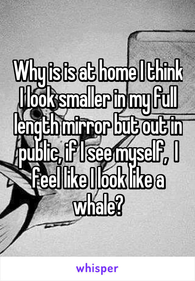 Why is is at home I think I look smaller in my full length mirror but out in public, if I see myself,  I feel like I look like a whale?