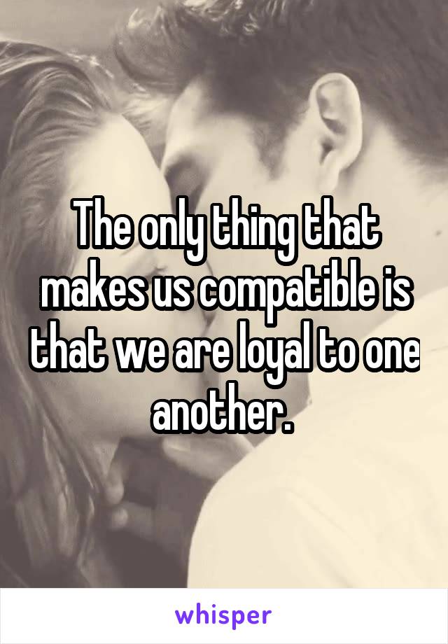 The only thing that makes us compatible is that we are loyal to one another. 