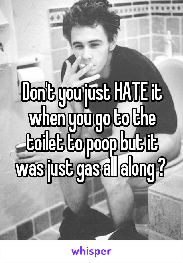 Don't you just HATE it when you go to the toilet to poop but it was just gas all along ? 