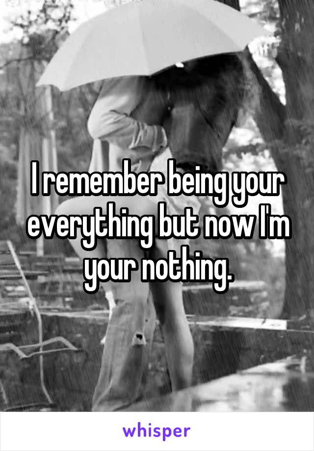 I remember being your everything but now I'm your nothing.