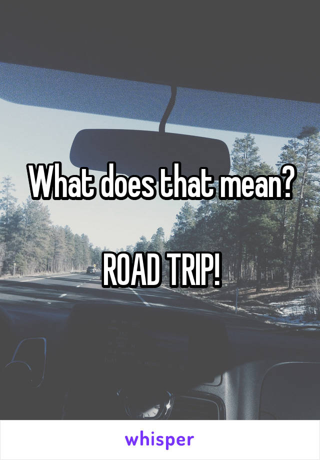 What does that mean?

ROAD TRIP!