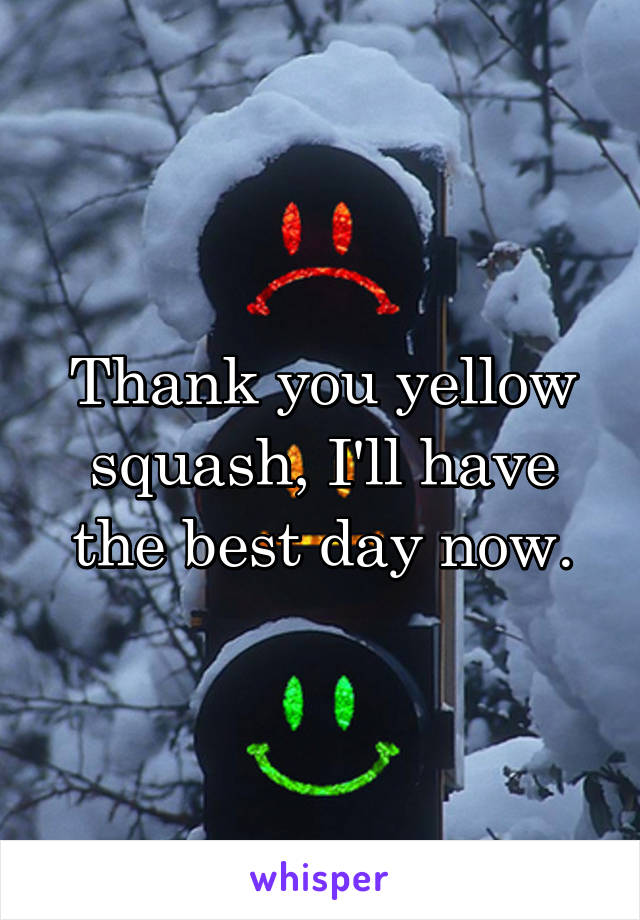 Thank you yellow squash, I'll have the best day now.