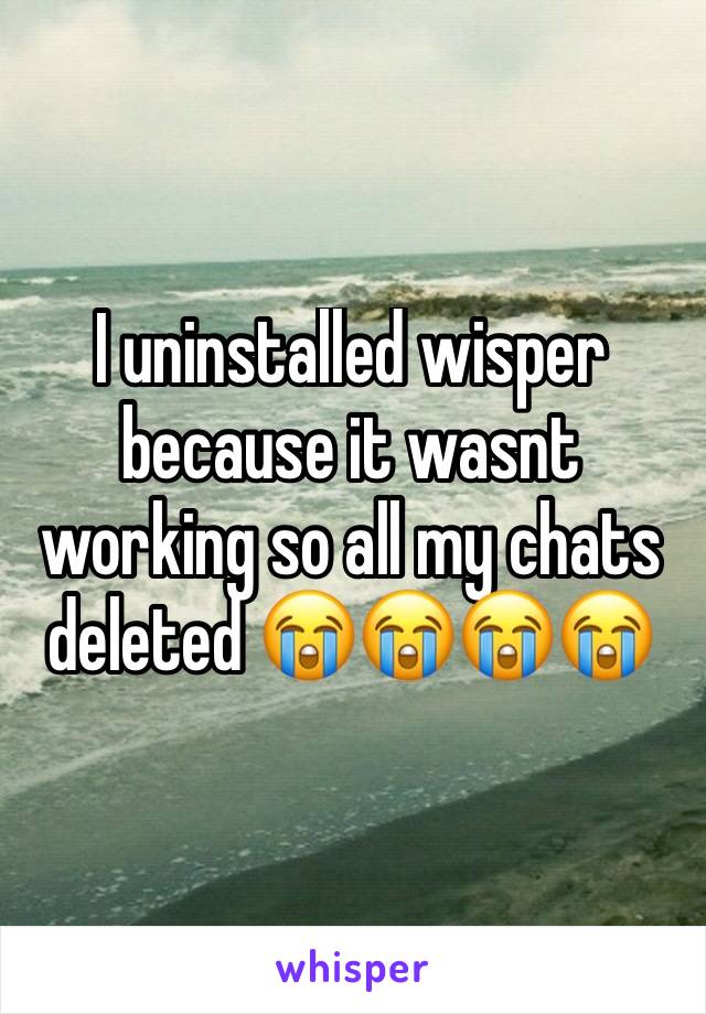 I uninstalled wisper because it wasnt working so all my chats deleted 😭😭😭😭