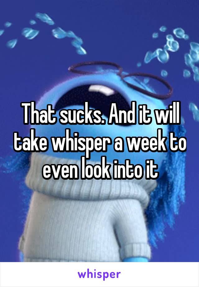 That sucks. And it will take whisper a week to even look into it