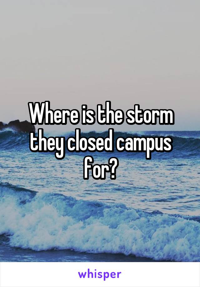 Where is the storm they closed campus for?