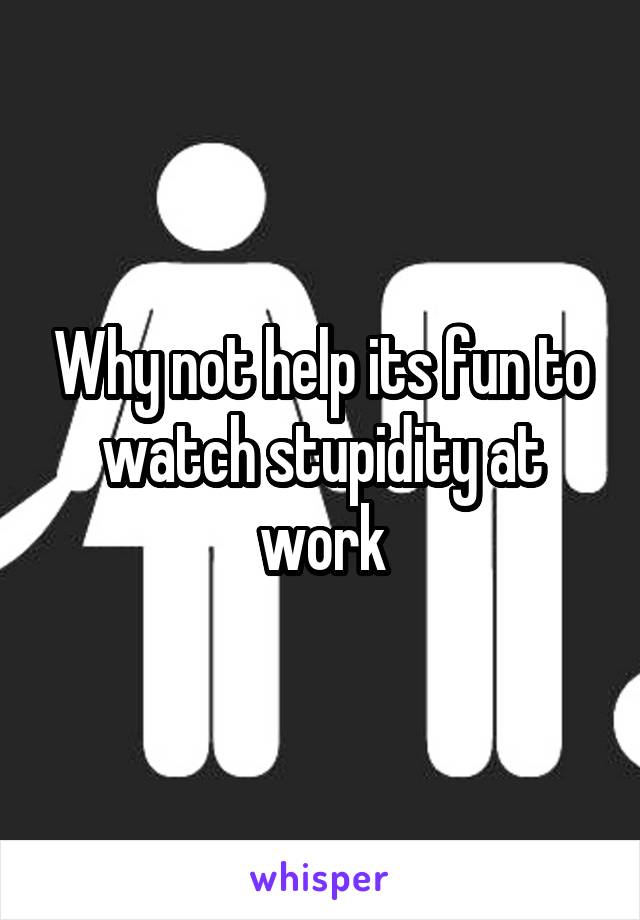 Why not help its fun to watch stupidity at work