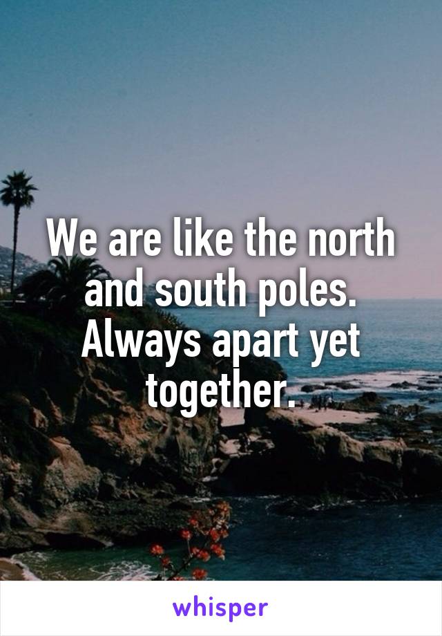 We are like the north and south poles.
Always apart yet together.