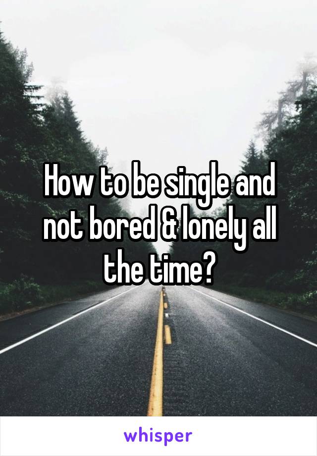 How to be single and not bored & lonely all the time?