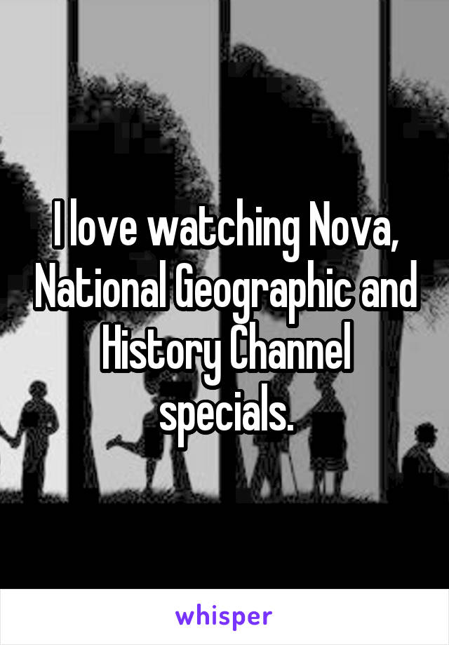 I love watching Nova, National Geographic and History Channel specials.