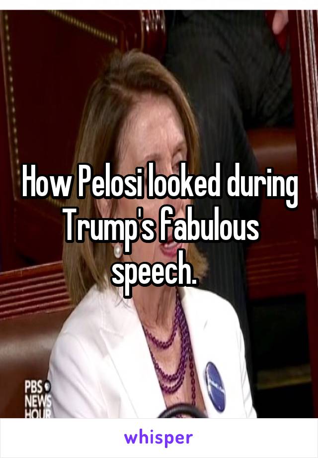 How Pelosi looked during Trump's fabulous speech.  