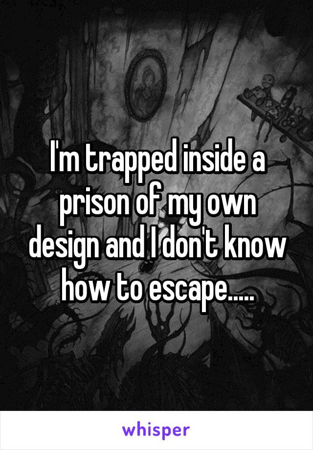 I'm trapped inside a prison of my own design and I don't know how to escape.....