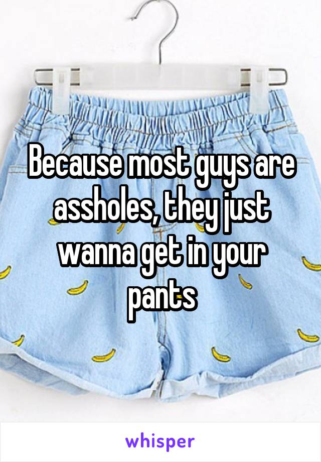 Because most guys are assholes, they just wanna get in your pants