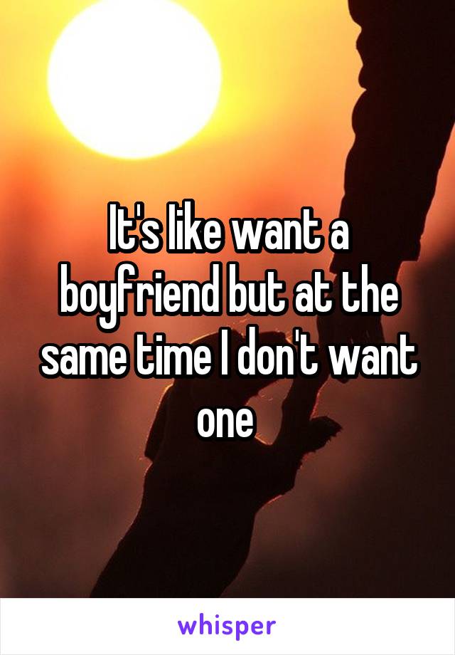 It's Iike want a boyfriend but at the same time I don't want one 